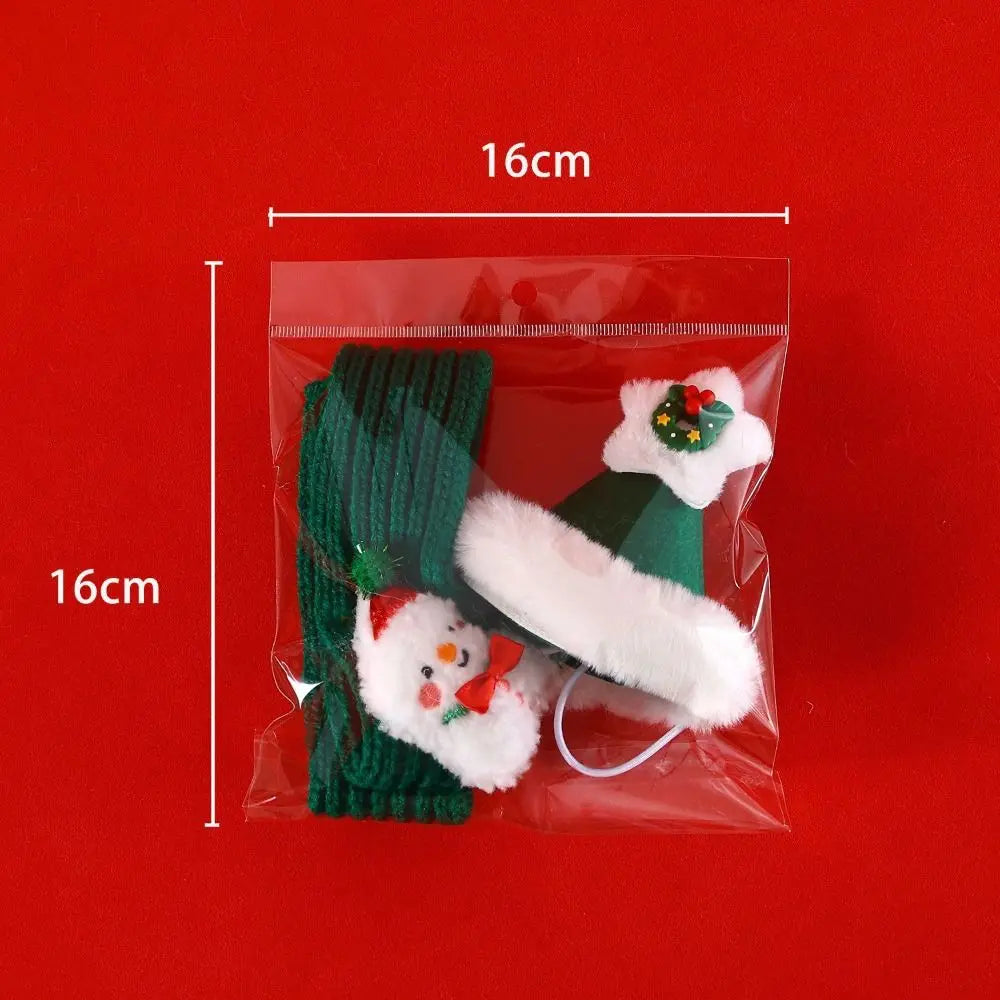 Collar Red Pet Christmas Scarf Green Wool Warm Scarf Santa's Hat