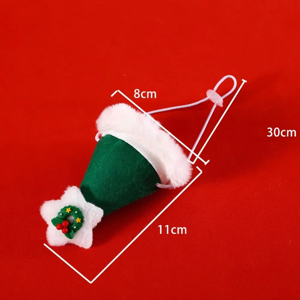 Collar Red Pet Christmas Scarf Green Wool Warm Scarf Santa's Hat