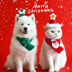 Collar Red Pet Christmas Scarf Green Wool Warm Scarf Santa's Hat