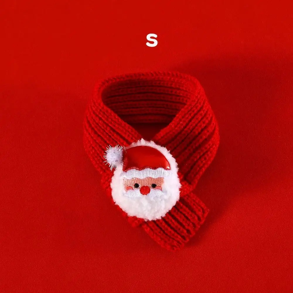 Collar Red Pet Christmas Scarf Green Wool Warm Scarf Santa's Hat
