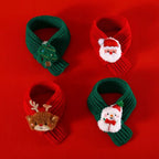 Collar Red Pet Christmas Scarf Green Wool Warm Scarf Santa's Hat