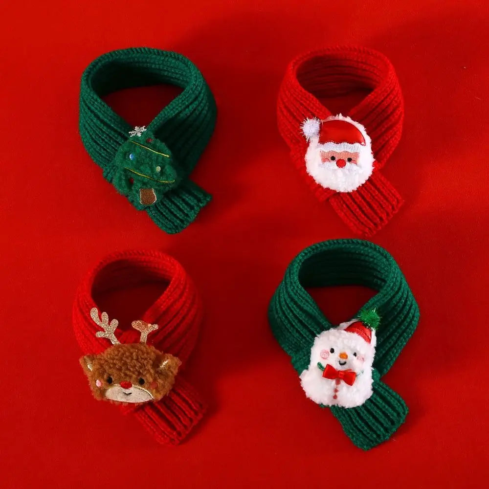 Collar Red Pet Christmas Scarf Green Wool Warm Scarf Santa's Hat