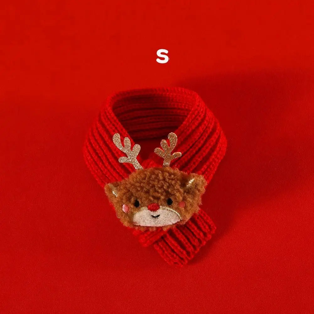 Collar Red Pet Christmas Scarf Green Wool Warm Scarf Santa's Hat
