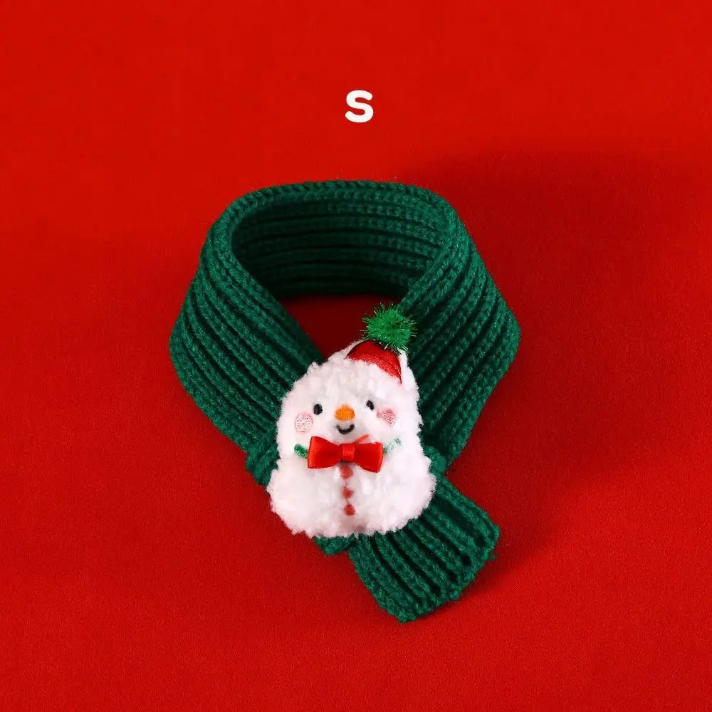 Collar Red Pet Christmas Scarf Green Wool Warm Scarf Santa's Hat