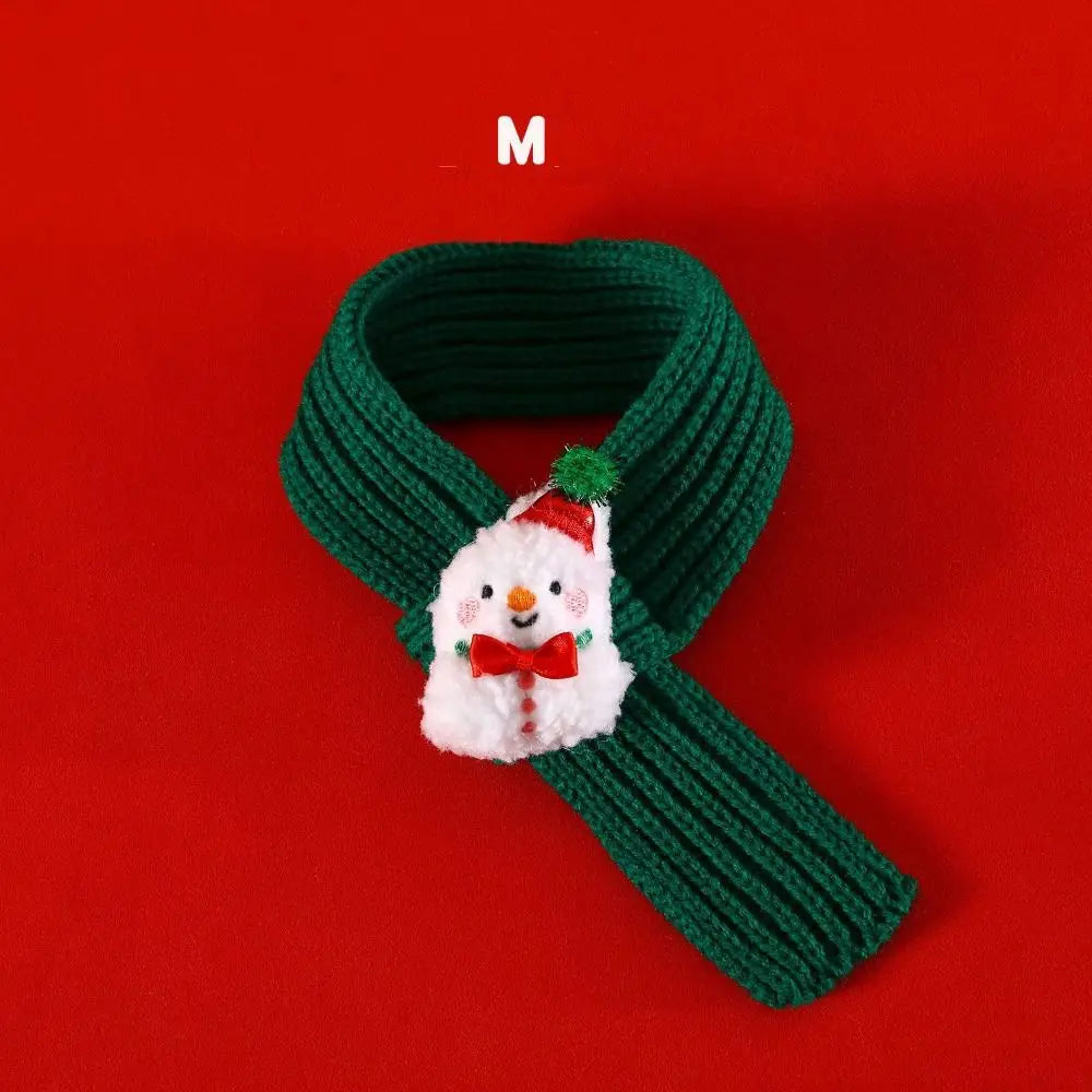 Collar Red Pet Christmas Scarf Green Wool Warm Scarf Santa's Hat