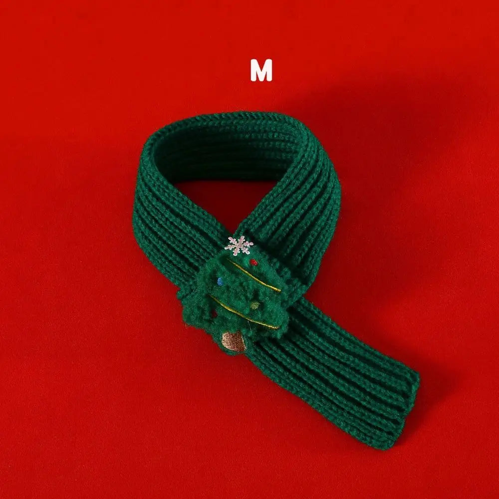 Collar Red Pet Christmas Scarf Green Wool Warm Scarf Santa's Hat